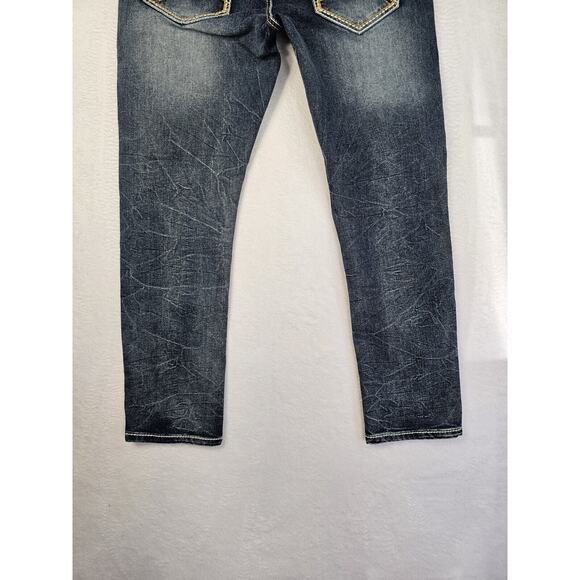 True Luck Jeans Slim Fit Men's Sz 34x30‎ Medium Wash Embroided Flap Pockets Nwt. - Picture 3 of 10